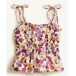 J. Crew Ruffle tie-shoulder tank top in summer garden floral